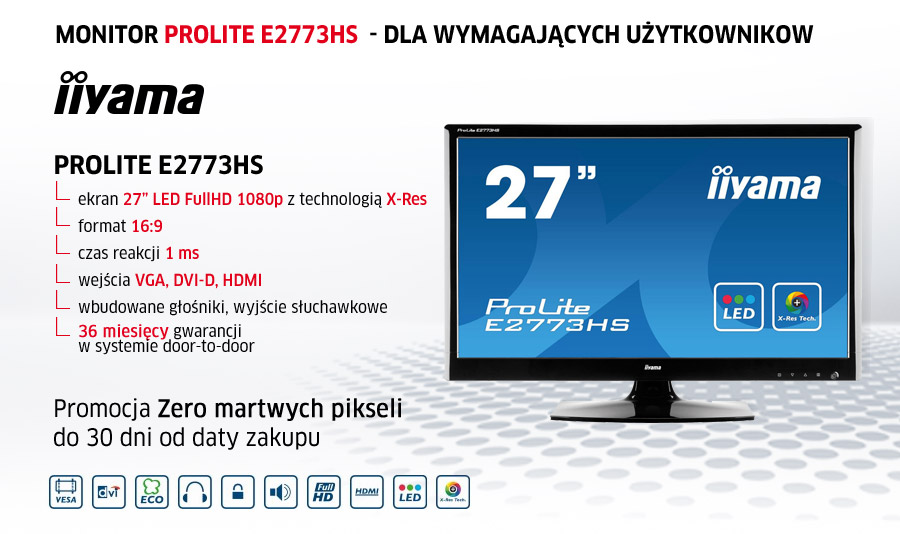 iiyama ProLite E2773HS (HDMI, DVI) - Monitory LED 27